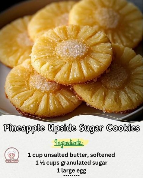 Pineapple Upside Down Sugar Cookies, Pineapple Upside Down Cookies, Pineapple Sugar Cookies, Pineapple Coconut Ice Cream, Recipes Pineapple, Caramelized Pineapple, Pineapple Sugar, Pineapple Cookies, Chocolate Brownie Cake