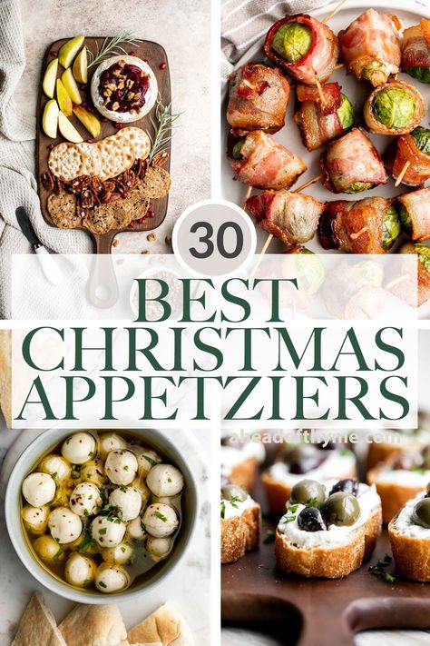 30 Best Christmas Appetizers - Ahead of Thyme Creamy Dips, Stuffed Mushrooms Vegetarian, Holiday Appetizers Christmas, Winter Appetizers, Holiday Charcuterie, Best Christmas Appetizers, Best Holiday Appetizers, Bacon Wrapped Chicken Bites, Christmas Appetizers Easy