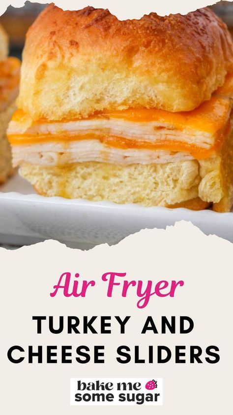 Air fryer turkey and cheese sliders are a simple and quick lunch or dinner idea. Made with thinly sliced turkey, cheddar cheese, your choice of slider buns, Dijon mustard, and butter, all packed into one mouthwatering sandwich. These turkey sliders are so simple to throw together. Air Fryer Sliders Recipes Hawaiian Rolls, Sliders In Air Fryer, Sliders Air Fryer, Air Fryer Sliders, Turkey And Cheese Sliders, Sliders On Hawaiian Rolls, Air Fryer Turkey, Health Meals, Hawaiian Roll Sliders