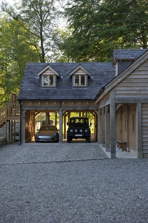 Border Oak Gallery | Border Oak Attached Carport, Border Oak, Oak Frame House, Garage Bedroom, Carport Designs, Barn Style House, Garage House, Garage Design, Organization Solutions