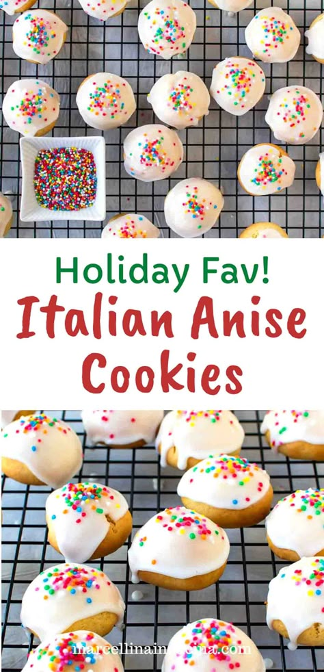 You'll love these Italian Anise Cookies because they are delightfully tender and melt in the mouth. They are flavored with warming anise and vanilla extract and topped with a sweet anise glaze! #ItalianAniseCookies #AniseCookies #ItalianBakingRecipes Italian Lemon Drop Cookies, Italian Anise Cookies, Grandma Cookie Jar, Cookie Fudge, Chewy Bars, Fudge Cake Recipe, Cookie And Bar Recipes, Anise Cookies, Lemon Drop Cookies