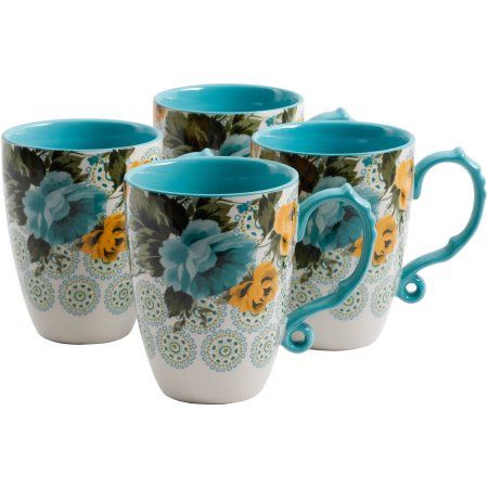 The Pioneer Woman Rose Shadow Jumbo 26-Ounce Latte Mug Set, Set of 4 Rose Shadow, Ree Drummond, The Pioneer Woman, Sweet Romance, Coffee Mug Sets, Women Rising, Mug Set, Dish Sets, Pioneer Woman