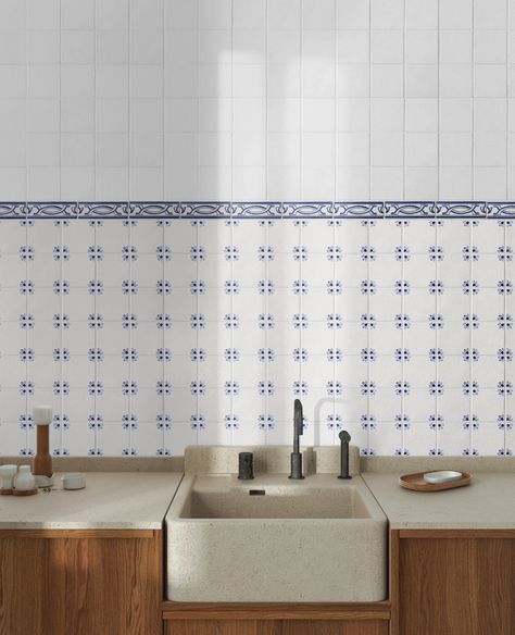 clé tile | lookbook | tile inspiration by color Portuguese Tiles Bathroom, Portuguese Tiles Kitchen, Square Tile Backsplash, Ceramic Tile Backsplash, White Tile Backsplash, White Ceramic Tiles, Artisan Tiles, Cle Tile, Portuguese Tile