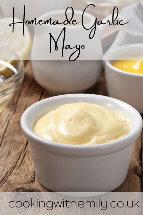 Homemade garlic mayo recipe that is an easy garlic mayonnaise recipe that is simple to follow.  If ever you have wondered how to make garlic mayonnaise without using a cheat, then you can follow this recipe, which has a quick video recipe tutorial to help you! Home Made Mayonnaise Recipe, Recipes With Mayonnaise, Garlic Mayo Recipe, Home Made Mayonnaise, Mayo Dip, Garlic Mayonnaise, How To Make Mayonnaise, My Miracle, Mayo Recipe