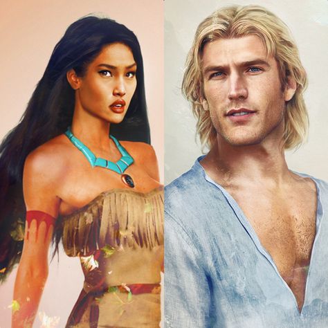 Pocahontas and John Smith, Real Life Disney by Jirka Vinse Jonatan Väätäinen Pocahontas Realistic Art, Pocahontas Realistic, Pocahontas Real Life, Pocahontas Cosplay, Realistic Disney Princess, Romantic Disney, Real Life Disney Characters, Pocahontas And John Smith, Disney Princess Pocahontas