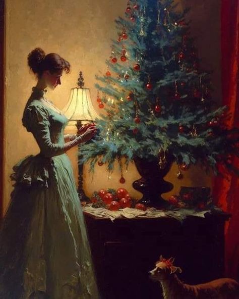 Dark Victorian Christmas Aesthetic, Victorian Era Christmas Aesthetic, Victorian Christmas Paintings, Victorian Christmas Artwork, Vintage Christmas Pictures, Victoria Christmas, Vintage Christmas Images Icanvas, Creepy Victorian Christmas Cards, Christmas Pictures Vintage