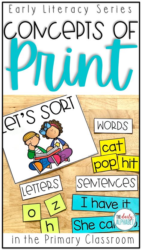 Concepts About Print Kindergarten, Concept Of Print Activities Kindergarten, Concepts Of Print Preschool, Low Prep Literacy Centers First Grade, Print Concepts Kindergarten, 4 Square Writing 1st Grade, Print Concepts Preschool, Print Awareness Activities, Print Awareness Activities Preschool