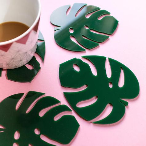 Monstera set of four - Leaf Coasters - Monstera Homeware - Monstera Gift - Cheese Plant Coasters - Plant lady gift - Plant Gift - Leaf Gift Monstera Coasters, Cheese Plant Leaf, Plant Coasters, Leaf Coasters, Weird Things On Amazon, Cat Pen, Apple Watch 1, Plant Gift, Art Socks