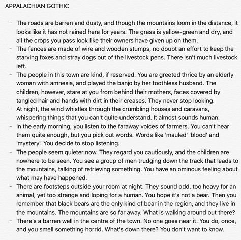 Appalachian Gothic < not my post // as an Appalachian American, I love this. (Bonus points for no mention of inbred!) Appalachian People Today, Appalachia Quotes, Gothic Americana Aesthetic, Southern Gothic Writing Prompts, Southern Gothic Writing, Appalachia Gothic, Virginia Gothic, Ohio Gothic, Appalachian Gothic Aesthetic