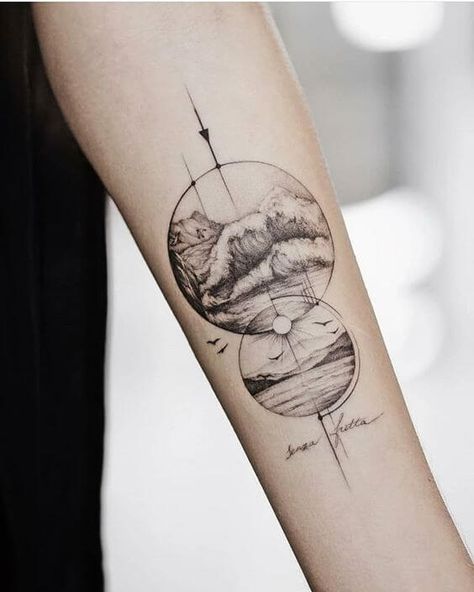 20 Best Best Nature Tattoos Pictures - MomCanvas Tattoo Dotwork, Circle Tattoos, Geometric Nature, Geometric Tattoo Design, Tattoos Geometric, Disney Tattoo, Butterfly Tattoos, Geometric Inspiration, Waves Tattoo