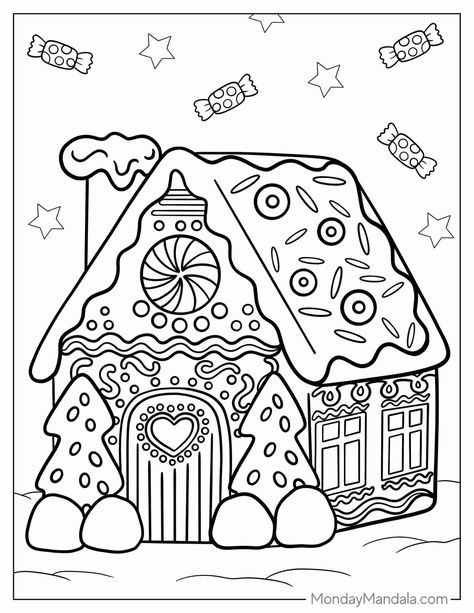 26 Gingerbread House Coloring Pages (Free PDF Printables) Kids Christmas Coloring Pages Free Printable, Holiday Colouring Pages, Cozy Coloring Pages Easy, Xmas Colouring Pages, Coloring Book Activities, Christmas Cute Coloring Pages, Coloring For Kindergarten Free Printable, Cute Christmas Colouring Pages, Christmas Drawing To Color