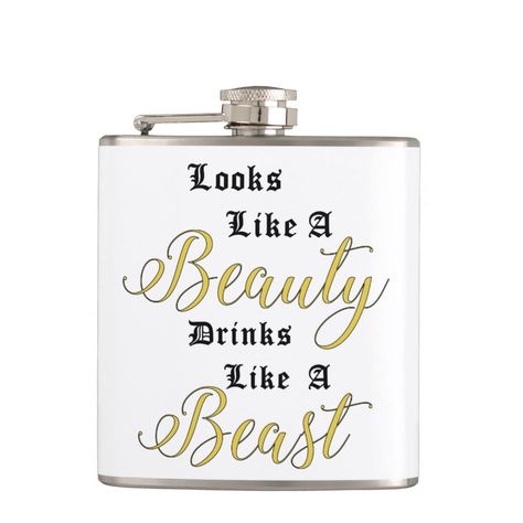 Funny Flasks, Flask Design, Beauty Drinks, Custom Flask, Beauty Beast, Liquid Courage, Glitter Tumbler Cups, Be Merry, Hip Flask