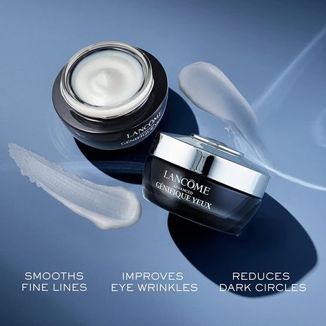 A hydrating eye cream formulated with Bifidus Prebiotic and Hyaluronic Acid. Instantly smooths fine lines and targets wrinkles and dark circles over time for visibly brighter eyes. Lancome Eye Cream, Reduce Eye Wrinkles, Brighter Eyes, Holiday Skincare, Texture Words, Hydrating Eye Cream, Brightening Eye Cream, Eye Cream For Dark Circles, Reduce Dark Circles