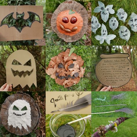 Halloween Crafts For All Ages, Halloween Forest School Activities, Waldorf Halloween Crafts, Halloween Nature Crafts For Kids, Reggio Halloween Activities, Forest School Halloween Ideas, Halloween Outdoor Activities For Kids, Halloween Nature Activities, Halloween Forest School