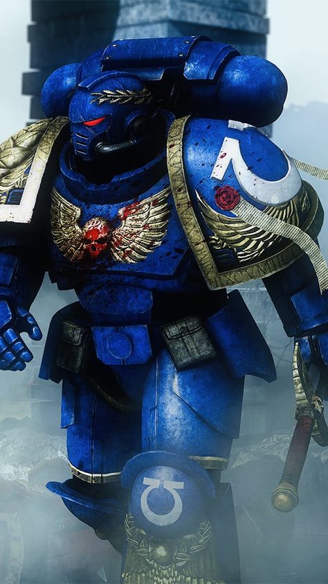 Ultramarines 40k Wallpaper, Ultra Marines 40k, Warhammer Ultramarines, Ultramarines 40k, Warhammer Armies, Dark Souls Artwork, Space Marine Art, Warhammer Figures, Scifi Fantasy Art