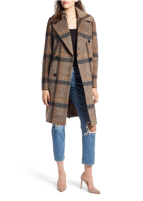 Jcrew Wool Coat, Boiled Wool Coat, Jcrew Coat, Plaid Wool Coat, Plaid Peacoat, Windowpane Plaid, Style Muse, Fall Coat, Brown Plaid