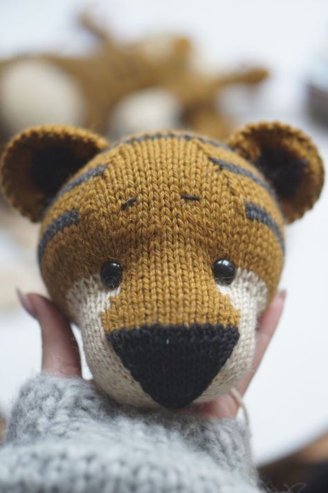 Knitting Toys Animals, Knitted Tiger Free Pattern, Flat Knit Stuffed Animal, Knitted Beaver Pattern, Knitted Lion Toy Patterns, Knit Dog Sweater, Animal Knitting Patterns, Knitting Patterns Toys, Baby Sleeping Bag