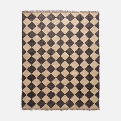 The Expert - The Diamond Checkerboard Rug - Wool and Jute, 11x14 Checkerboard Rugs, Checkerboard Rug, Black White Rug, Bold Color Schemes, Jute Wool Rug, Porch Rug, Checkered Rug, Flat Woven Rug, Handmade Kilim Rugs