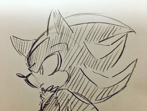 Sonic The Hedgehog Doodle, Shadow Sketch Sonic, Shadow The Hedgehog Drawing Sketches, Drawing Shadow The Hedgehog, Shadow The Hedgehog Drawing Reference, Shadow The Hedgehog Side Profile, Drawing Sonic Characters, Shadow Drawing Sonic, Shadow Drawing Reference