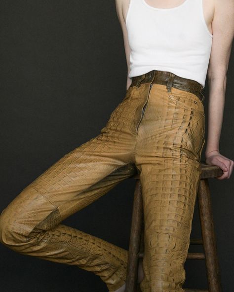 gianfranco ferre croc embossed napa leather pants and new pieces in store Gianfranco Ferre, Leather Pant, May 21, Emboss, Leather Pants, In Store, High Rise, Pants, Leather