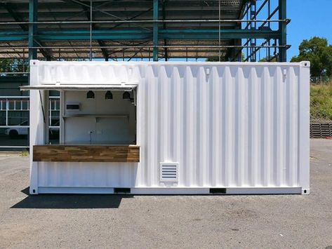 Stainless Steel Splashback, Shipping Container Restaurant, Shipping Container Cafe, Container Art, Container Coffee Shop, Container Van, Restaurant Designs, Mobile Cafe, Container Restaurant