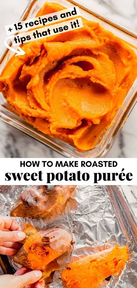 Puree Sweet Potato Recipes, How To Prepare Sweet Potatoes, Sweet Potato Puree Combinations, How To Peel Sweet Potatoes Easy, Steamed Sweet Potato Recipes, Sweet Potato Puree Recipes, Yam Puree, Boiled Sweet Potato Recipes, Sweet Potato Puree Baby