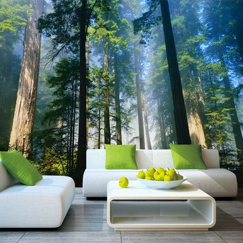 Forest Wallpaper Bedroom, Photo Wallpaper Bedroom, Tree Wallpaper Bedroom, Wallpaper Walls Bedroom, Living Room Murals, 3d Wallpaper For Walls, Natural Bedroom, Forest Wall Mural, Murals Wallpaper