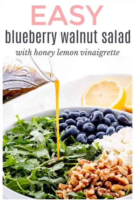 Blueberry Walnut Salad with Lemon Dressing | Haute & Healthy Living Blueberry Salad Recipes, Salad With Lemon Dressing, Salad With Lemon Vinaigrette, Blueberry Salad, Salad With Lemon, Fresh Salad Recipes, Lemon Vinaigrette, Walnut Salad, Best Salad Recipes