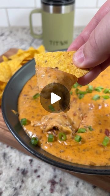 Brian Gerwig on Instagram: "Chili queso is a perfect dip for today’s Playoff games! Sorry Cowboy fans. Recipe ⤵️ * In a pan add 16oz block white velveeta, 16oz Colby Jack, 2 cups chili, 1 can green chilis and a splash of your favorite beer * Cook it on the @pitbossgrills at 350° until the cheese is completely melted * Use @bearmountainbbq Gourmet Blend to get an ideal smoke on the queso * It takes about 45 minutes, stirring every 10-15 minutes #queso #chili #appetizer" Chili Appetizer, Queso Chili, Chili Queso, White Queso Dip, Green Chilis, Cooking With Beer, Colby Jack, Queso Dip, Green Chilies