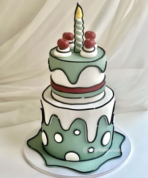 Cartoon Cake For Men, Cartoon Cake For Boys, Cartoon Cake Designs Birthday, 2d Birthday Cake, Simple Cake Designs For Boys, Simple Birthday Cake For Boys, Cartoon Cakes For Kids, Plain Birthday Cake, Cartoon Cake Design