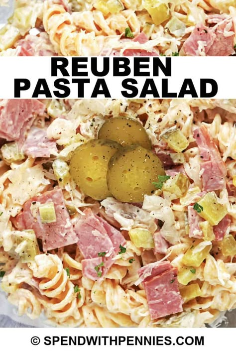 Reuben Pasta, Summer Pasta Salad Recipes, Creamy Pasta Salads, Cold Pasta Salad Recipes, Reuben Sandwich, Cold Pasta Salad, Cold Pasta, Cold Salad, Best Salad Recipes