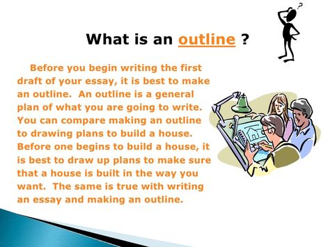 What is an outline ?    Before you begin writing the first draft of your essay, it is best to make an outline. An outline ... Narrative Essay Outline, Writing An Outline, Creative Writing Essays, English Creative Writing, Argumentative Essay Topics, Essay Outline, Narrative Essay, Word Document, First Draft