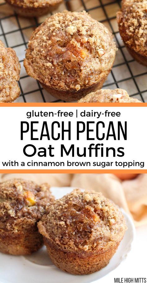 Gf Oat Recipes, Oat Flour Banana Recipes, Oat Flour Muffins Healthy, Gluten Free Peach Dessert, Muffins Oat Flour, Gluten Free Peach Bread, Peach Recipe Gluten Free, Gluten Free Dairy Free Peach Recipes, Peach Gluten Free Recipes