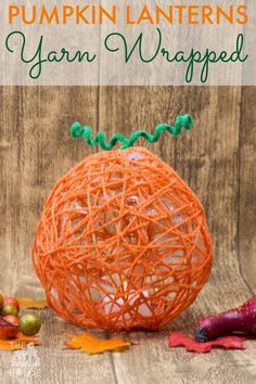 These yarn wrapped pumpkin lanterns are a fantastic fun hands-on art activity… Pumpkin Lanterns, Arts And Crafts For Adults, Arts And Crafts For Teens, Diy Yarn Crafts, Chic Halloween, Art And Craft Videos, Art Activity, Paper Flower Wall, Art Activities For Kids