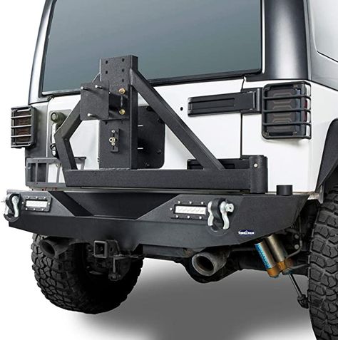 Amazon.com: Hooke Road Wrangler JK Offroad Rear Bumper & Spare Tire Arm Rack w/2 x 18W LED Accent Lights Compatible with Jeep Wrangler JK & Unlimited 2007-2018 : Automotive Jeep Wj, Accent Lights, Tire Rack, Robotic Welding, Jeep Jl, Jeep Xj, Jeep Tj, Jeep Parts, Jeep Cj