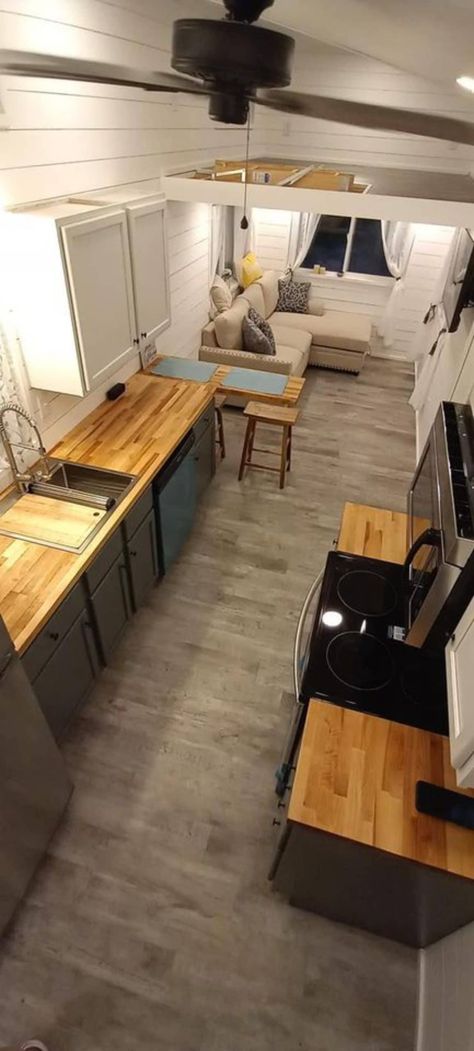 Beautifully designed, packed with appliances and tons of space, this 400 SQ FT tiny house is one you wouldn't want to miss out on. 400 Sq Ft Tiny House, Tiny House Interior, Gorgeous Kitchens, Cabin Ideas, Tiny Home, Tiny Homes, Apartment Ideas, To Miss, Floor Plan