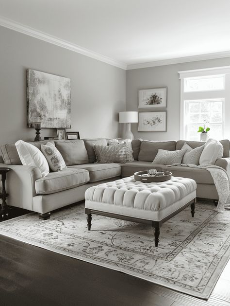 21 Gorgeous Living Rooms With Gray Walls Soft Grey Walls, Grey Living Room Walls Ideas, Grey Wall Living Room Ideas Decor, Gray Walls Living Room Decor, Light Grey Living Room Walls, Rooms With Gray Walls, Light Gray Walls Living Room, Light Gray Living Room Ideas, Light Grey Walls Living Room