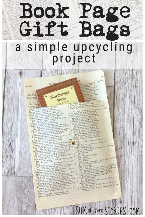 Repurposed Books Diy, Upcycled Book Pages, Book Page Gift Bags, Book Mail Aesthetic, Bag That Looks Like A Book, How To Make A Journal From An Old Book, Book Page Pockets Diy, Book Recycle Diy Projects, Upcycling Old Books