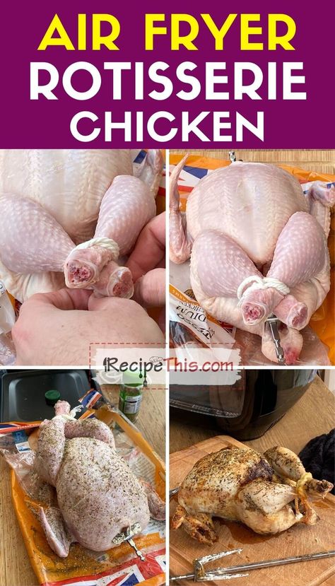 Air Fried Rotisserie Chicken, Rotisserie Chicken Airfryer, Rotisserie Chicken Recipes Air Fryer Oven, How To Cook A Whole Chicken In Air Fryer, Rotisserie Chicken Recipes In Air Fryer, Rotisserie Chicken Air Fryer Recipes, Air Fry Rotisserie Whole Chicken, Airfryer Rotisserie Chicken, How To Cook A Rotisserie Chicken