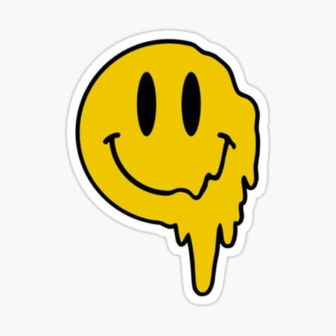 Droopy Smiley Faces, Dripping Smiley Face, Inktober Inspiration, Melting Smiley Face, Smiley Sticker, Smiley Logo, Graffiti Ideas, Graphic Design Tools, Walls Room