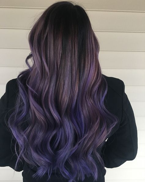 6,011 Likes, 54 Comments - GetCURLD (@getcurld) on Instagram: “Purple is the new black ! We looove this lilac hair color by @lo.reeeann  ! The dark roots…” Purple Hair With Brown Roots, Lavender Hair Color Ideas, Lilac Hair Color, Brown Ombre Hair Color, Lavender Hair Colors, Best Ombre Hair, Brown Ombre Hair, Lilac Hair, Hair Color Pastel