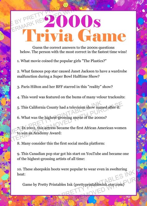 Certaa boat traveled 210 miles downstream casino 2000 Bachelorette Party Ideas, 2000s Party Activities, 2000s Sleepover Party, Y2k Sleepover, 2000 Theme Party Ideas, 2000s Games, 21st Birthday Games, Growing Up In The 2000s, Fun Bachelorette Party Games