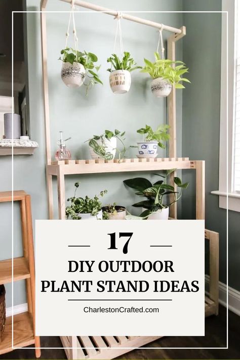 Ready to add a touch of green to your outdoor space? Dive into our DIY outdoor plant stand ideas! From sleek modern designs to rustic charm, find inspiration for every garden style. Say farewell to boring plant displays and hello to eye-catching arrangements that reflect your personality. Balcony Plant Stand Ideas, Diy Plant Tier Stand, Diy Plant Holders Outdoor, Easy Plant Stands Diy, Plant Stands Diy Indoor, Houseplant Stand, Diy Plant Stand Outdoor, Diy Outdoor Plant Stands, Outdoor Plant Stand Ideas