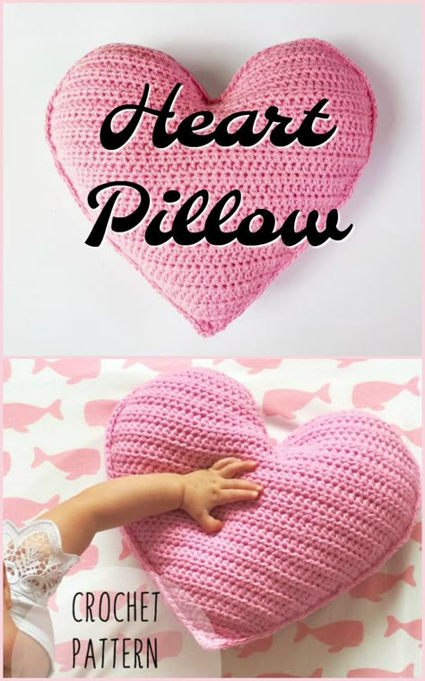 Sweet little simple crochet pattern for single crochet heart pillow. Perfect throw cushion for nursery, valentines day or heart-loving kid's room. #crochet #pillow #crochetpattern #crochetpillow #pattern #crochetdecor #yarn #crafts #craftevangelist Crochet Heart Pillow, Room Crochet, Crochet Pillow Patterns Free, Bandeau Au Crochet, Crochet Unique, Crochet Heart Pattern, Confection Au Crochet, Crochet Cushion Cover, Crochet Pillow Pattern