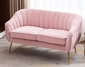 Dorm Pink, Pink Loveseat, Small Couch In Bedroom, Couches For Small Spaces, Pink Couch, Room Couches, Small Couch, Bedroom Couch, Upholstered Couch