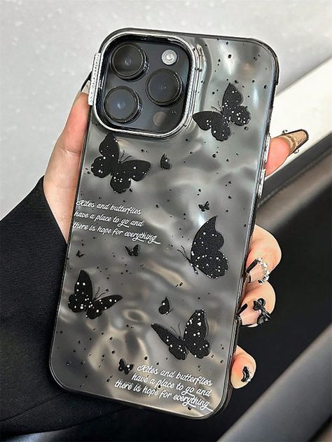 Black Aesthetic Phone Case, Black Phone Case Aesthetic, Y2k Phone Case, Sparkly Phone Cases, Cute Ipod Cases, Dream Phone, Diy Phone Case Design, Butterfly Phone Case, Design Phone Case