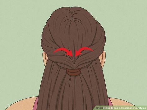 3 Ways to Do Edwardian Hairstyles - wikiHow Victorian Women's Hairstyles, Jane Eyre Hairstyle, Edwardian Era Hairstyles, 1905 Hairstyles, Gilded Age Hairstyles, Edwardian Hairstyles Tutorial, Anne Of Green Gables Hair, British Hairstyle, 1910 Hairstyles