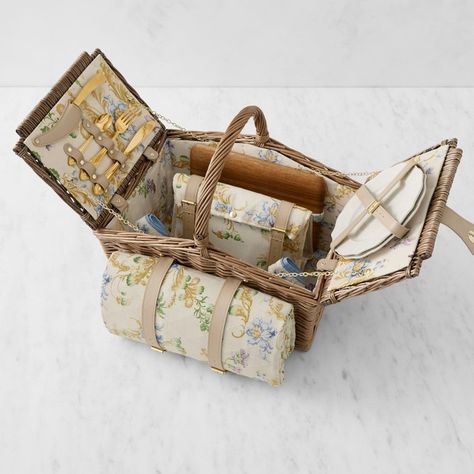 Bridgerton Picnic Basket | Williams Sonoma Small Picnic Basket, Bridgerton Picnic, Picnic For Two, Picnic Basket Set, Wood Cheese Board, Kids Pottery, Perfect Picnic, Mark And Graham, Hand Woven Baskets