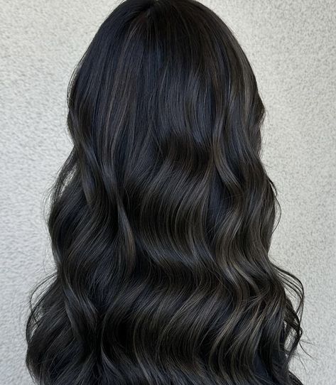 Black Hair Brown Undertones, Soft Black Balayage, Cool Tone Black Hair, Black Hair With Lowlights Balayage, Brown Almost Black Hair Color, Balayage For Dark Skin Tone, Espresso Balayage On Black Hair, Hair Colour For Indian Skin Highlights, Baby Lights Black Hair