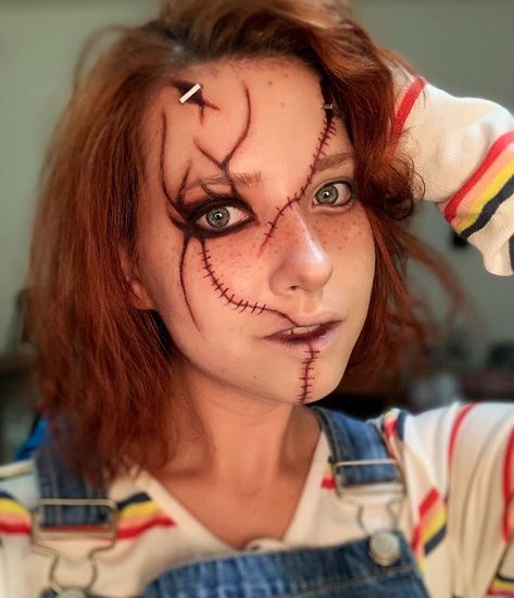 Chucky Halloween Costume, Chucky Makeup, Easy Halloween Makeup Ideas, 80s Halloween Costumes, Easy Halloween Makeup, Chucky Costume, Chucky Halloween, Pretty Halloween, Halloween Makeup Scary